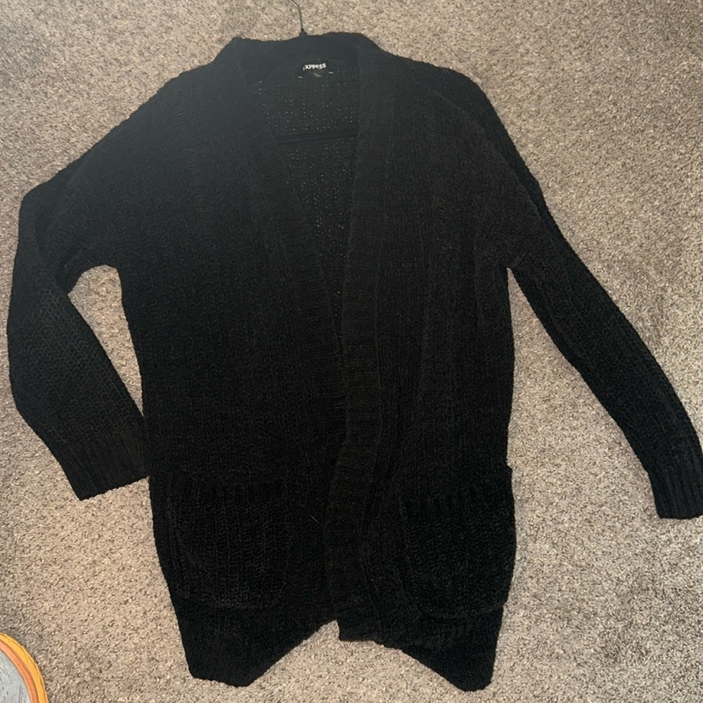 Express distressed chenille cardigan sz M